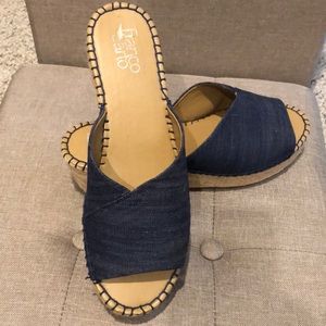 Franco Sarto Sparkly Blue Denim Sandals